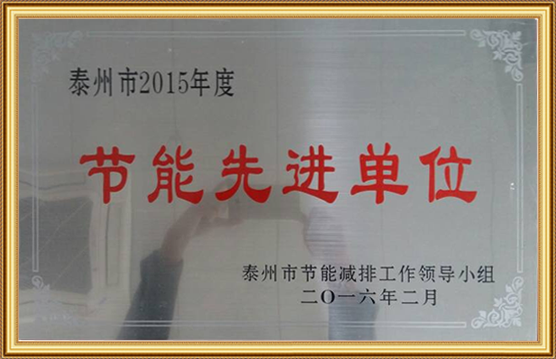 泰州市2015年度節能先進單位